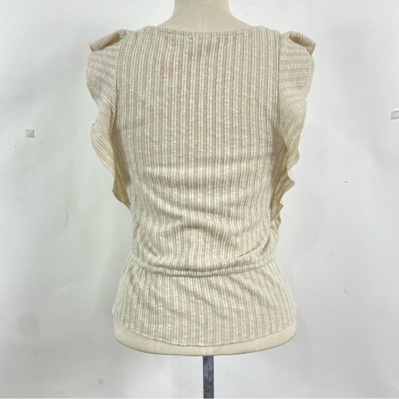 Others Follow cute ruffle cream stripe crop top tank top. Size small - Picture 4 of 8
